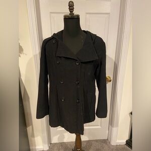 Anne Klein Women's Black Double-Breasted Peacoat Winter Coat Size Large